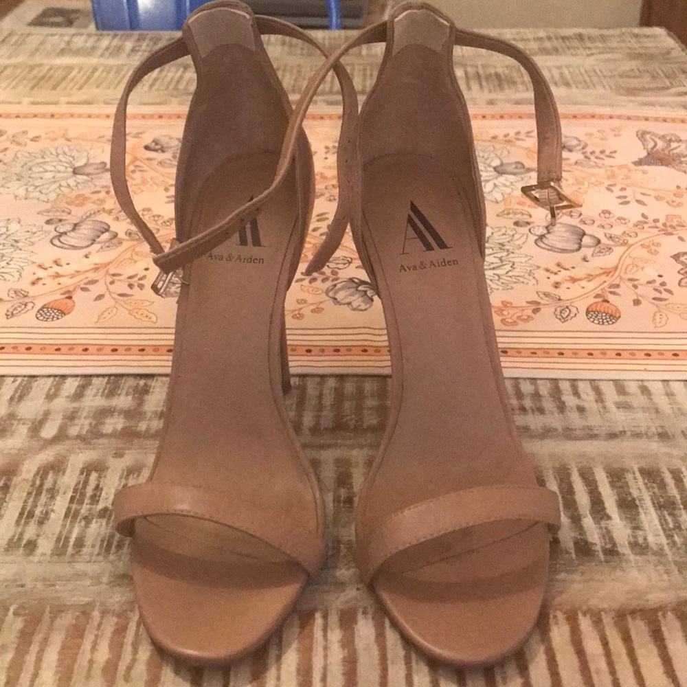 Ava & Aiden Nude Ankle-strap Stilettos